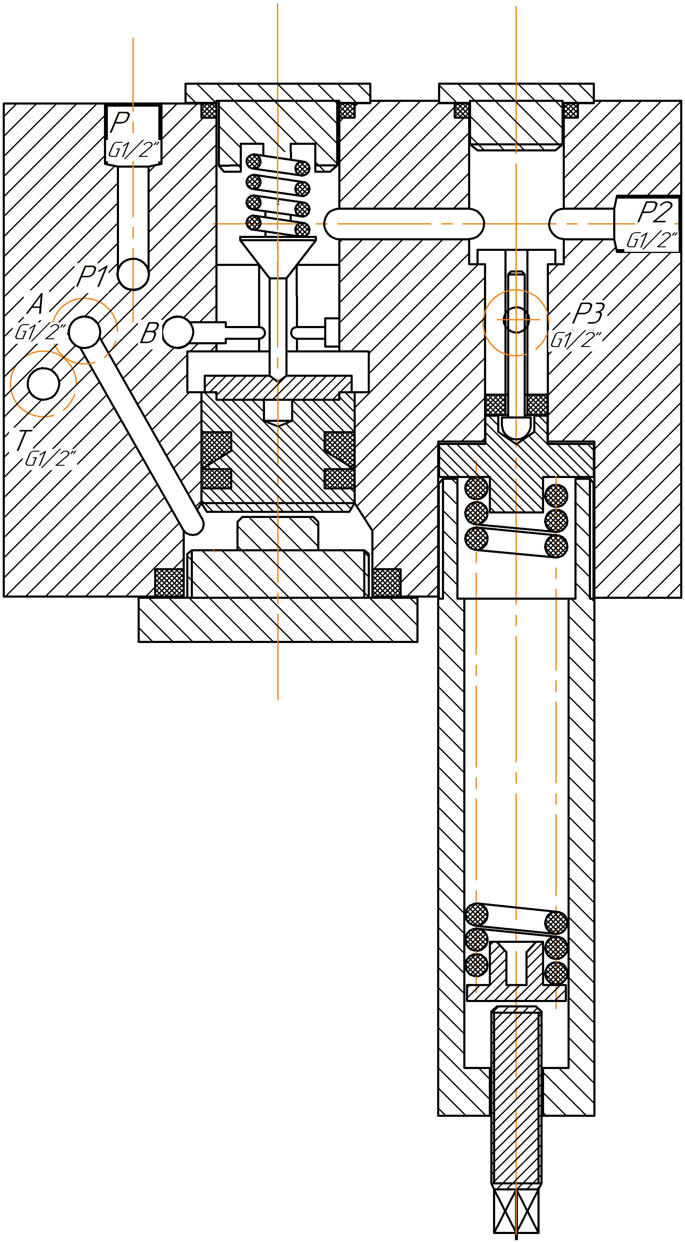 Конструкция блока клапанов пресса 250-600-4Э
